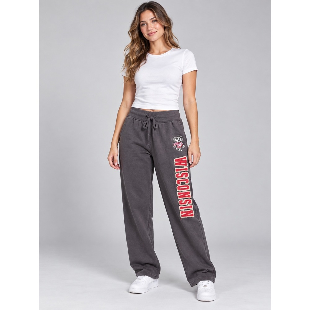 Colosseum Wisconsin Badgers Sweatpants Womens Medium Gray Wide Leg Joggers